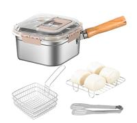 BRAT FRYER INOXYDABLE COMPLET - Avec couvercle de panier à frire, accessoires de cuisine résistants au lave-vaisselle | Logements isolés contre la rouille avec revêtement anti-adhésif et poignées de