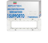 Bratek 1 support 507 compatible avec BTicino Support MatixGO 7 modules pour plaques et fruits de la série Matix Go - Remplace le cadre porte-fruits BTicino J4707 - Fabriqué en Europe