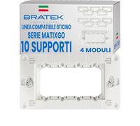 Bratek Lot de 10 supports 504 compatibles avec BTicino Support MatixGO 4 modules pour plaques et fruits de la série Matix Go - Remplace le cadre porte-fruits BTicino J4404 - Fabriqué en Europe