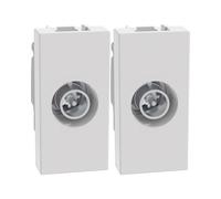 Bratek Lot de 2 prises d'antenne TV murales mâles directes compatibles BTicino Prise TV Matix Go JW4202D blanche - Fixation câble antenne avec corps en métal, remplace BTicino MatixGo JW4202D