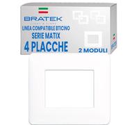 Bratek Lot de 4 plaques 2 modules compatibles avec plaques BTicino Matix