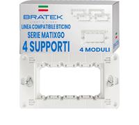 Bratek Lot de 4 supports 504 compatibles avec BTicino Support MatixGO 4 modules pour plaques et fruits de la série Matix Go - Remplace le cadre porte-fruits BTicino J4404 - Fabriqué en Europe