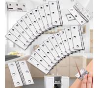 Brateuanoii 24 PCS Charnières Inox, Charnières Plates, Charnière Connecteurs, pour Fenêtre, Armoires, Boîtes en Bois, Porte de Garde-Robe