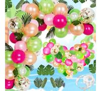 Brateuanoii 83 Pièces Kit Arche Ballon Tropicaux, Ballon Guirlande Hawaïen Party, Aloha Ballon Guirlandes Set, Fête D'Été Ensemble Feuilles Tropicales, Décoration Anniversaire Tropicales Fille