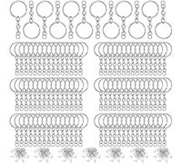 Brateuanoii 90 Pièces Chaîne et Anneau de Jonction Ouvert, Clef Métal Fermoirs Fermoirs, Porte Clés Plats en Métal, pour DIY Craft Making Bijoux Porte Clés Accessoires