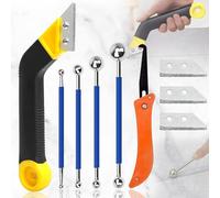 Brateuanoii Grattoir a Dejointer Carrelage, Grattoir à Joints, Grattoir pour le nettoyage du coulis, Ensemble doutils de nettoyage de coulis grattoir, avec 4 Lames et 4 Extracteur de Billes en Métal