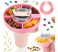 Brateuanoii Plateau à Collation Stanley, Accessoires Pour Stanley Cup Bol à Collation En Silicone, Assiette à Collation Avec 4 Compartiments, Plateau à Collation En Silicone De 100 Ml(Rose)