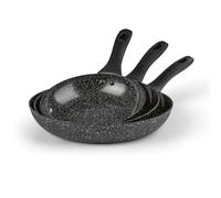 bratmaxx Lot de 3 poêles à frire en aluminium - Diamètre : 20, 24, 28 - Pour induction et tous les types de cuisinières et fours - Poêles à double revêtement anti-adhésif - Poêles revêtues d'aspect