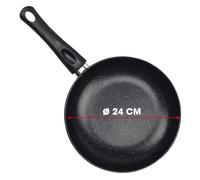 BRATmaxx Poêle à frire en acier au carbone, 24 cm, pour induction et tous types de feux, double revêtement anti-adhésif, poêle à revêtement aspect granit, rôtir avec peu de matières grasses