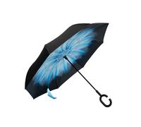 Braty Decorations Parapluie inversé innovant, parapluie double couche, parapluie inversé avec poignée en forme de C, Une fleur en plumes, L