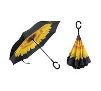 Braty Decorations Parapluie inversé innovant, parapluie double couche, parapluie inversé avec poignée en forme de C, Jaune tournesol, L