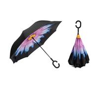 Braty Decorations Parapluie inversé innovant, parapluie double couche, parapluie inversé avec poignée en forme de C, Marguerites violettes, L