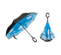 Braty Decorations Parapluie inversé, parapluie innovant, parapluie double couche, parapluie inversé, parapluie avec poignée en forme de C, bleu ciel, L
