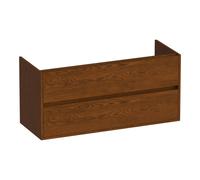 BRAUER Adore Meuble sous-lavabo - 120x46x55cm - 2 tiroirs à fermeture en douceur - sans poignée - 1 découpe pour siphon - chêne massif - chêne à lattes brun OK-AR120-1LEB