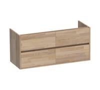 BRAUER Adore meuble sous lavabo - 120x46x55cm - 4 tiroirs à fermeture douce - sans poignée - 2 découpes pour siphon - chêne massif - assemblage à dents de scie chêne gris OK-AR120-4VEG