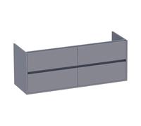 BRAUER Adore Meuble sous-lavabo - 140x46x55cm - 4 tiroirs à fermeture en douceur - sans poignées - 2 découpes pour siphon - gris mat OK-AR140MG