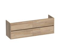 BRAUER Adore meuble sous-lavabo - 160x46x55cm - 4 tiroirs à fermeture douce - sans poignée - 2 découpes pour siphon - chêne massif - chêne abouté gris OK-AR160VEG