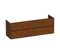 BRAUER Adore Meuble sous-lavabo - 160x46x55cm - 4 tiroirs à fermeture douce - sans poignées - 2 découpes pour siphon - chêne massif - chêne à lamelles brun OK-AR160LEB