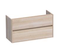 BRAUER Adore meuble sous-lavabo peu profond - 100x39x55cm - 2 tiroirs à fermeture douce - sans poignées - 1 découpe pour siphon - chêne massif - lames de chêne blanc OK-ARO100LEW