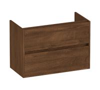 BRAUER Adore Wavy meuble sous lavabo peu profond 80 2 tiroirs softclose - sans poignée - 1 découpe pour le siphon - Forêt Cacao OK-ARWO80FC