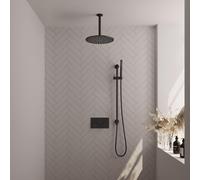 BRAUER Black Edition Douche de pluie thermostatique encastrée - boutons-poussoirs - SET 66 - pomme de douche 30cm - bras de plafond - douchette barre - flexible de douche - barre de douche intégrée - 