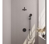 BRAUER Black Edition douche thermostatique encastrée - 3 voies - rond - ensemble 91 - douche principale de 20 cm - bras mural droit - douchette à main 3 positions - flexible de douche - barre de douch