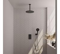 Brauer Black Edition Ensemble de douche pluie encastré - douche principale 30 cm - 2 fonctions - incluant partie encastrable - douchette ronde 3 positions - noir mat 5-S-061