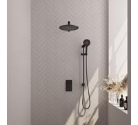 Brauer Black Edition Ensemble de douche pluie encastré - douche principale 30cm - bouton lisse - douchette ronde 3 positions - glissière - noir mat 5-S-071