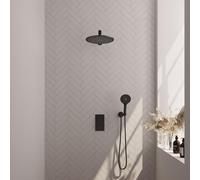 Brauer Black Edition Ensemble de douche pluie encastré - douche principale 30cm - bouton lisse - douchette ronde 3 positions - noir mat 5-S-059