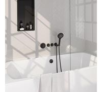 Brauer Black Edition Mitigeur bain encastrable avec bonde et remplisseur avec douchette 2 robinets Noir mat 5-S-047