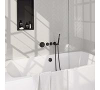 Brauer Black Edition Mitigeur bain thermostatique encastrable avec bonde et remplisseur avec douchette et 1 robinet Noir mat 5-S-046