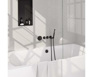 Brauer Black Edition Mitigeur bain thermostatique encastrable avec bonde et remplisseur avec douchette et 1 robinet Noir mat 5-S-046