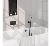 Brauer Black Edition mitigeur thermostatique encastré pour baignoire set 03 barre de remplissage combiné douchette flexible connecteur mural coude noir mat 5-S-208