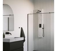 Brauer Black Edition panneau de douche thermostatique 2 fonctions calacatta Gold set 01 20cm douche de tête bras courbe barre de douche douche à main connecteur mural flexible de douche coudé noir mat