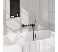 Brauer Black Edition Robinet de baignoire thermostatique encastrable avec bec et douchette stick noir mat 5-S-022