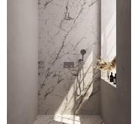 Brauer Brushed Carving douche thermostatique à effet pluie avec bouton-poussoir 57 20cm pommeau de douche bras mural courbe 3 positions douche à main flexible de douche raccord mural coude acier inoxy