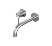 Brauer Brushed Carving Robinet lavabo encastrable avec bec courbé droite et rosaces Modèle A2 - Levier Carving Inox brossé PVD 5-NG-083-B6-65