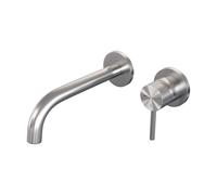 Brauer Brushed Carving Robinet lavabo encastrable avec bec courbé gauche et rosaces Modèle A1 - Levier Carving Inox brossé PVD 5-NG-004-B6-65