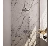 BRAUER Brushed Carving thermostatique Douche à encastrer - 3-voies - rond - ensemble 86 - 30cm douche principale - bras mural droit - barre douchette - flexible de douche - glissière intégrée - Acier 