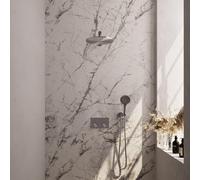 Brauer Brushed Edition douche thermostatique à effet pluie avec bouton poussoir 56 30cm pommeau de douche bras mural droit 3 positions douche à main flexible de douche raccord mural coude acier inoxyd