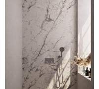 Brauer Brushed Edition douche thermostatique à effet pluie avec bouton-poussoir 57 20cm pommeau de douche bras mural courbe 3 positions douche à main flexible de douche raccord mural coude acier inoxy