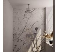 Brauer Brushed Edition douche thermostatique pluie à bouton-poussoir caché set 60 30cm pommeau de douche bras de plafond 3 positions douche à main tuyau de douche raccord mural coude acier inoxydable 