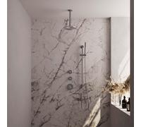 Brauer Brushed Edition Ensemble de douche encastrable - pomme de douche 20cm - 3 boutons - bras plafond - barre curseur - partie encastrable - douchette stick 1 jet - PVD - inox brossé 5-NG-033