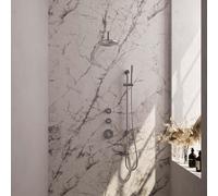 Brauer Brushed Edition Ensemble de douche pluie encastré - douche principale 20cm - bras mural - glissière - avec partie encastrable - boutons lisses - douchette à main 1 fonction - PVD - inox brossé 