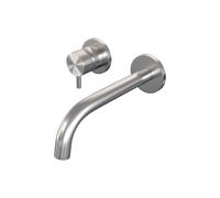 Brauer Brushed Edition Robinet lavabo encastrable avec bec courbé à droite et rosaces Modèle B2 Inox brossé PVD 5-NG-083-B5-65