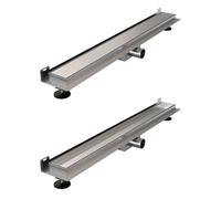 Brauer Caniveau de douche 80x7.5cm avec grille multi-usages et bride inox pour montage mural Inox brossé DR-MRFW80NG