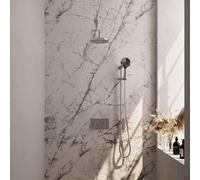BRAUER Chrome Edition Douche de pluie thermostatique encastrée - boutons-poussoirs - SET 69 - tête de douche 20cm - bras mural courbé - douchette à main 3 jets - flexible de douche - barre de douche i