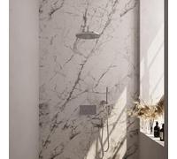 Brauer Chrome Edition douche thermostatique à effet pluie avec bouton poussoir 52 30cm pommeau de douche bras mural courbe barre de douche douche à main flexible de douche raccord mural coude chromé 5