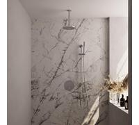 BRAUER Chrome Edition douche thermostatique encastrée - 3 voies - rond - ensemble 89 - douche principale de 20 cm - bras plafond - douchette à main - flexible de douche - colonne de douche intégrée - 