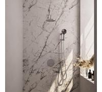 BRAUER Chrome Edition douche thermostatique encastrée - 3 voies - rond - ensemble 93 - douche principale de 20 cm - bras mural courbé - douchette à main 3 positions - flexible de douche - barre de dou